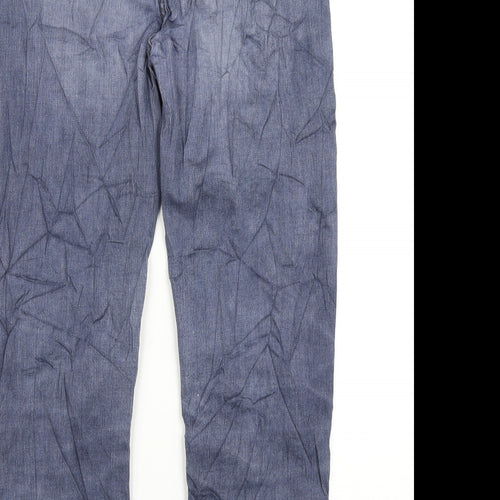Marks and Spencer Womens Blue Cotton Straight Jeans Size 12 L27 in Regular Zip