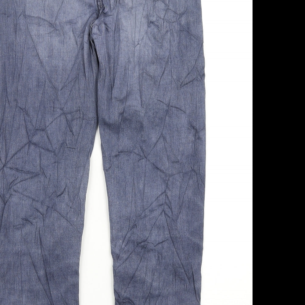 Marks and Spencer Womens Blue Cotton Straight Jeans Size 12 L27 in Regular Zip