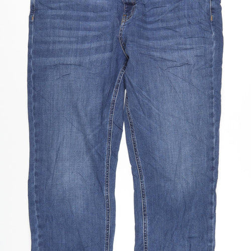 Autograph Womens Blue Cotton Straight Jeans Size 18 L30 in Regular Zip