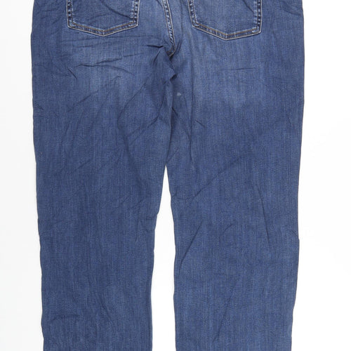Autograph Womens Blue Cotton Straight Jeans Size 18 L30 in Regular Zip