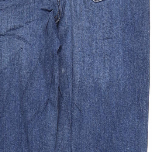 Autograph Womens Blue Cotton Straight Jeans Size 18 L30 in Regular Zip