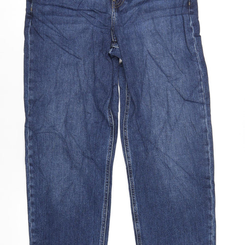 Marks and Spencer Womens Blue Cotton Boyfriend Jeans Size 10 L30 in Regular Zip