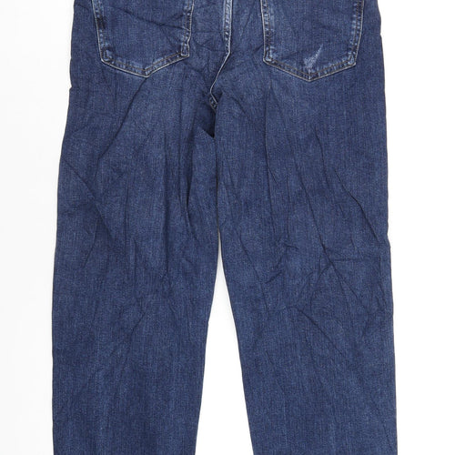 Marks and Spencer Womens Blue Cotton Boyfriend Jeans Size 10 L30 in Regular Zip