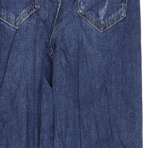 Marks and Spencer Womens Blue Cotton Boyfriend Jeans Size 10 L30 in Regular Zip