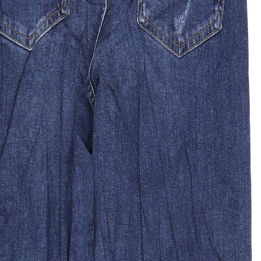 Marks and Spencer Womens Blue Cotton Boyfriend Jeans Size 10 L30 in Regular Zip