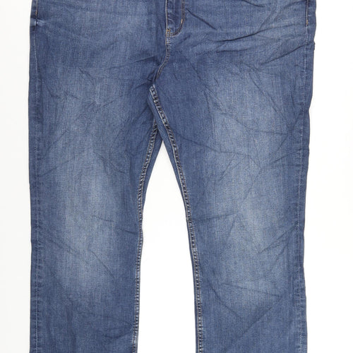 Marks and Spencer Womens Blue Cotton Flared Jeans Size 24 L31 in Slim Zip