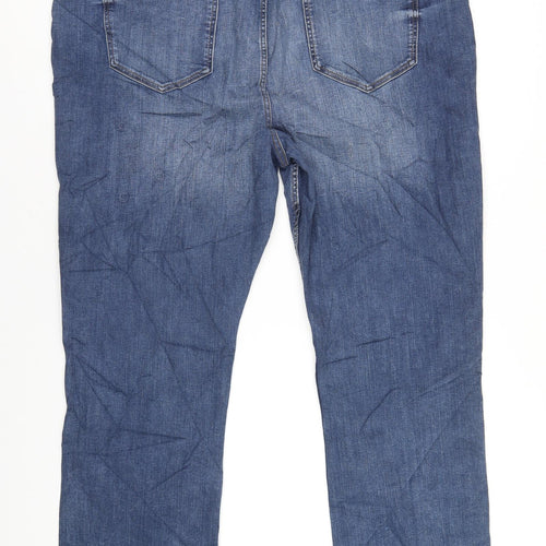 Marks and Spencer Womens Blue Cotton Flared Jeans Size 24 L31 in Slim Zip
