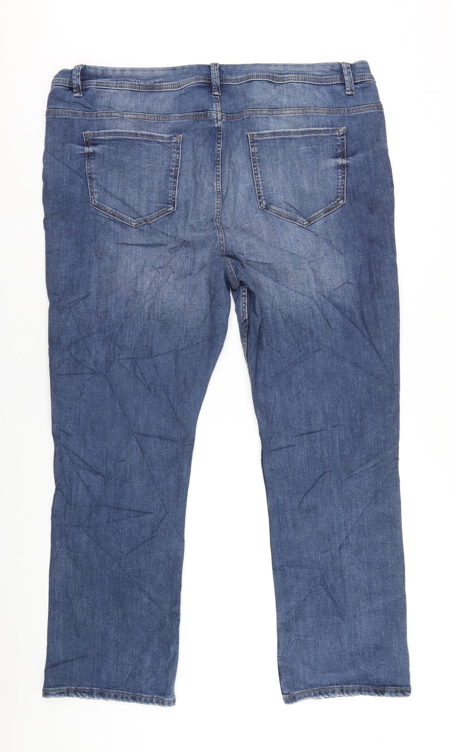 Marks and Spencer Womens Blue Cotton Flared Jeans Size 24 L31 in Slim Zip