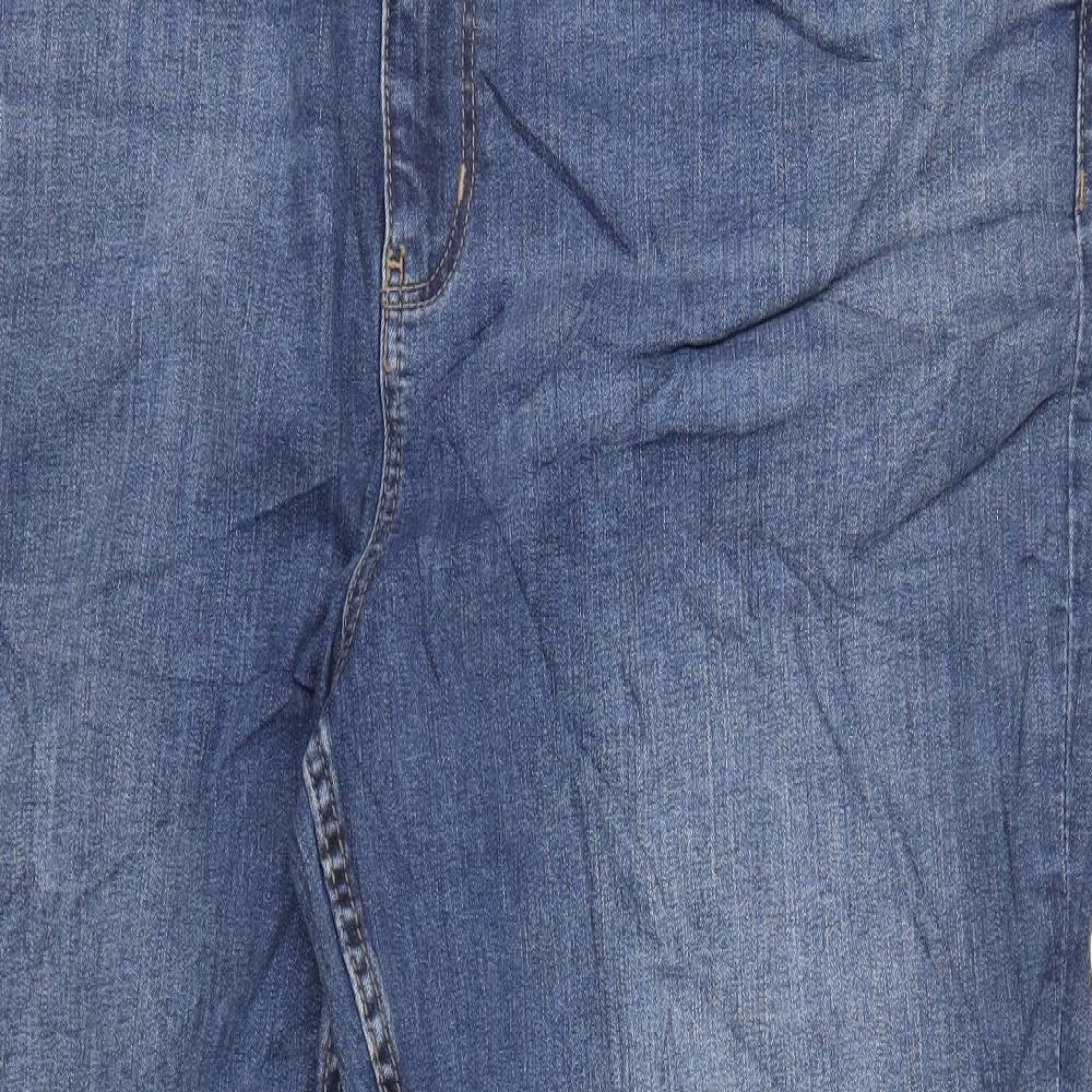 Marks and Spencer Womens Blue Cotton Flared Jeans Size 24 L31 in Slim Zip
