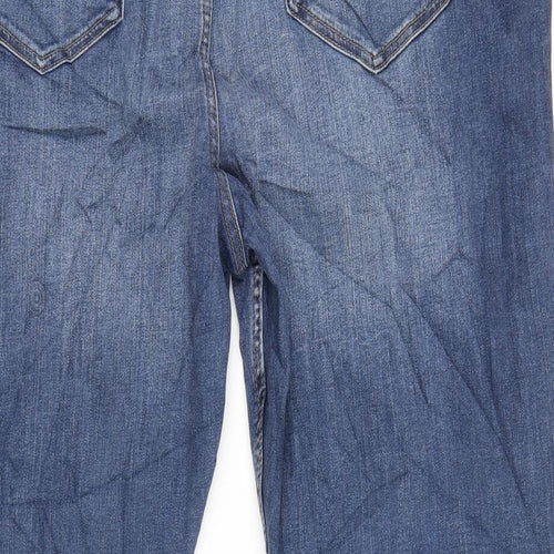 Marks and Spencer Womens Blue Cotton Flared Jeans Size 24 L31 in Slim Zip