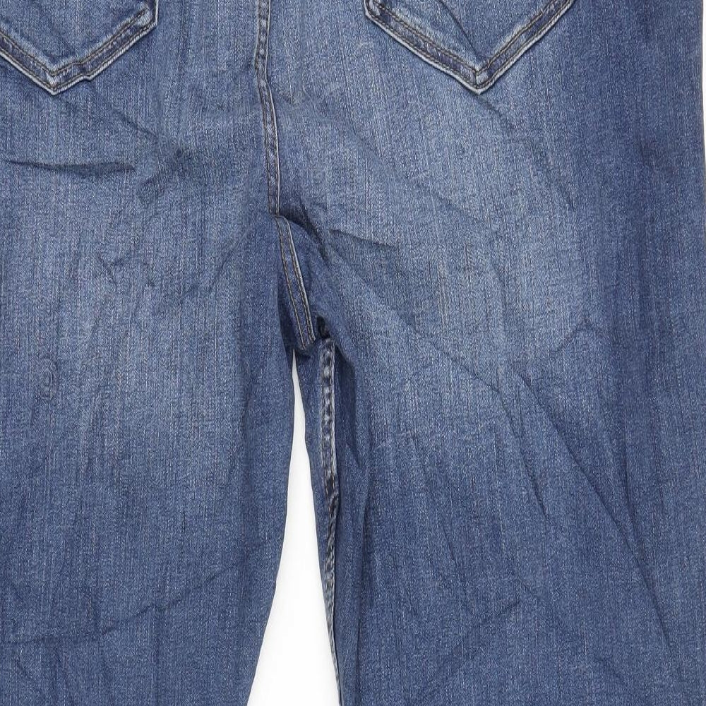 Marks and Spencer Womens Blue Cotton Flared Jeans Size 24 L31 in Slim Zip