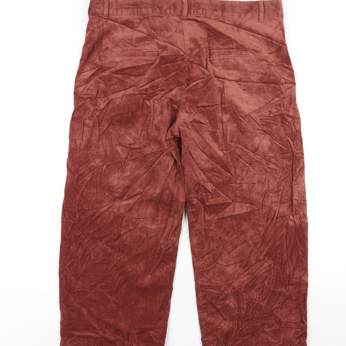 Per Una Womens Brown Cotton Trousers Size 16 L24 in Regular Zip