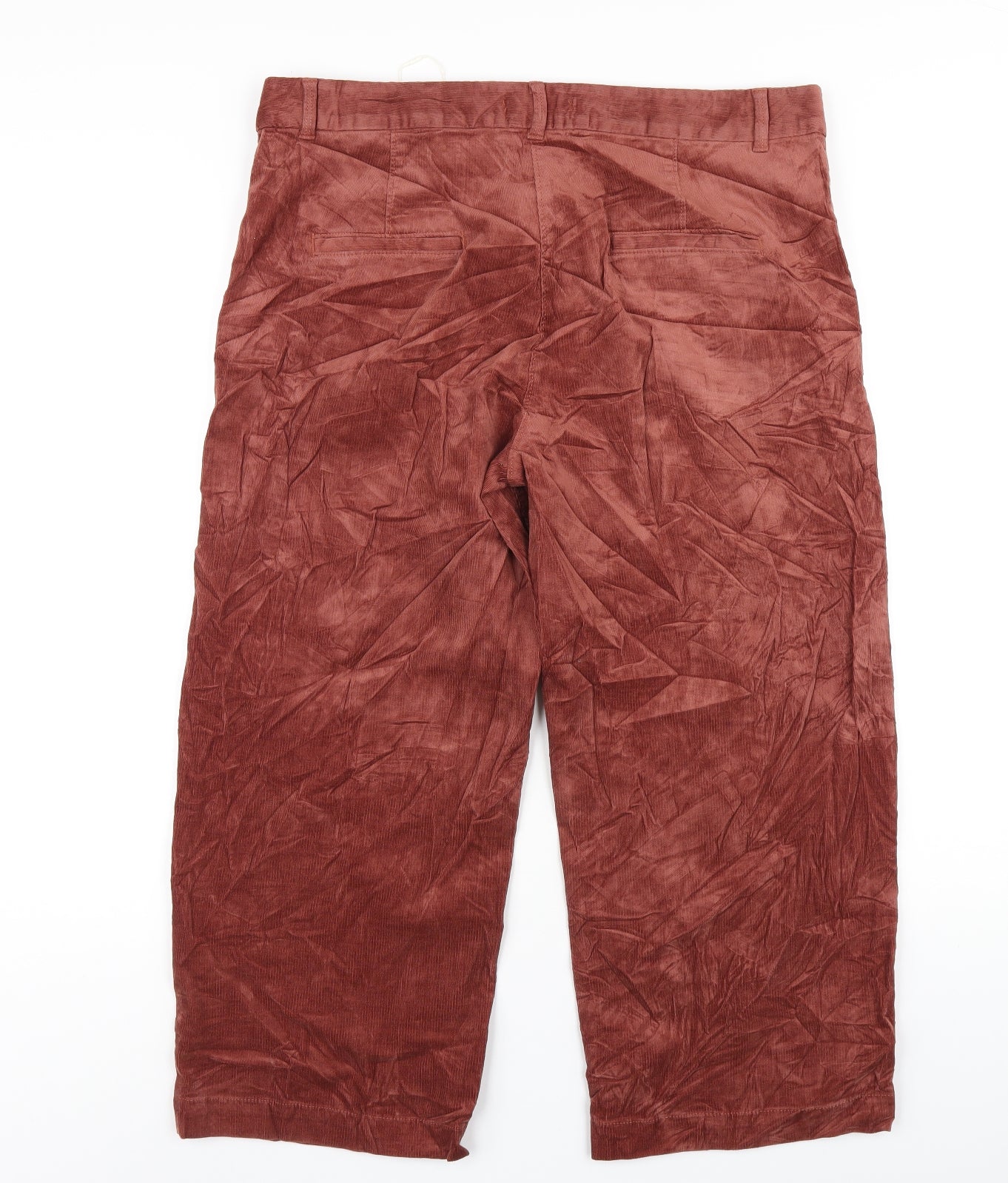 Per Una Womens Brown Cotton Trousers Size 16 L24 in Regular Zip