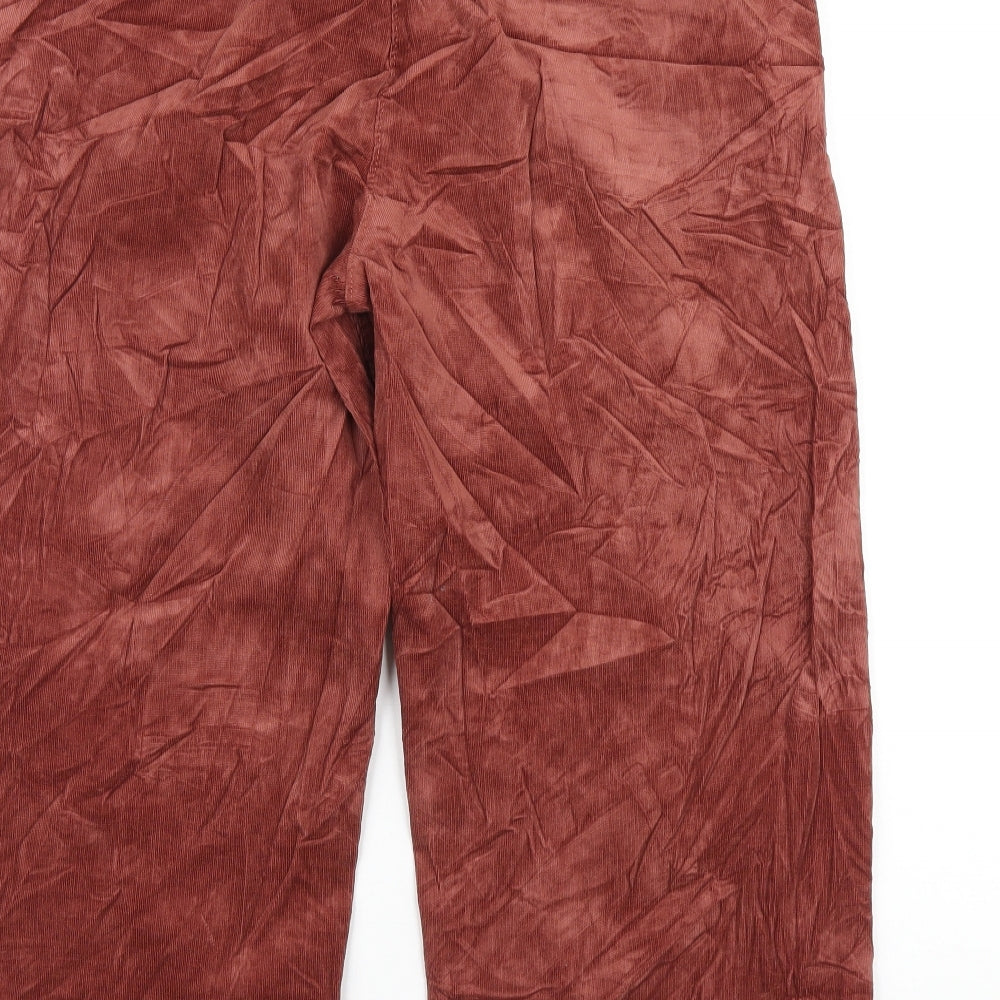 Per Una Womens Brown Cotton Trousers Size 16 L24 in Regular Zip