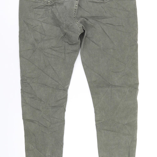 Per Una Womens Green Cotton Skinny Jeans Size 14 L30 in Regular Zip