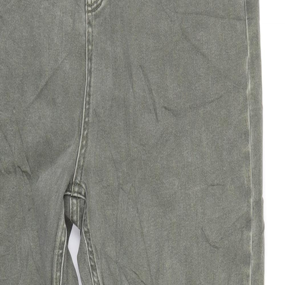 Per Una Womens Green Cotton Skinny Jeans Size 14 L30 in Regular Zip