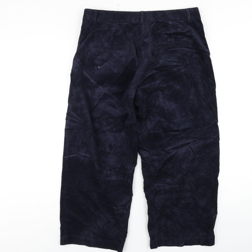Per Una Womens Blue Cotton Trousers Size 16 L24 in Regular Zip