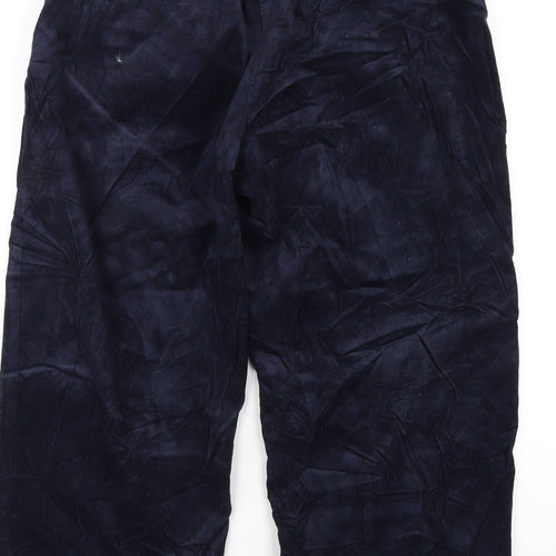 Per Una Womens Blue Cotton Trousers Size 16 L24 in Regular Zip