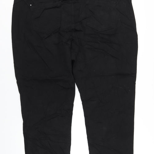 Marks and Spencer Womens Black Cotton Straight Jeans Size 24 L29 in Regular Zip