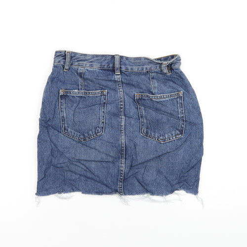 ASOS Womens Blue Cotton A-Line Skirt Size 8 Zip