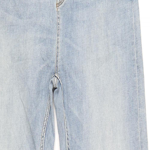 Marks and Spencer Womens Blue Cotton Straight Jeans Size 16 L32 in Regular Zip