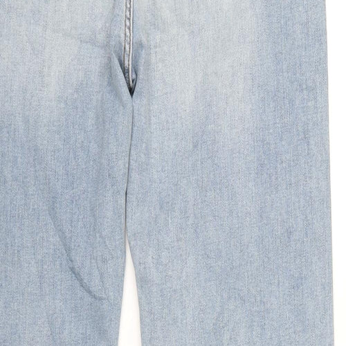 Marks and Spencer Womens Blue Cotton Straight Jeans Size 16 L32 in Regular Zip