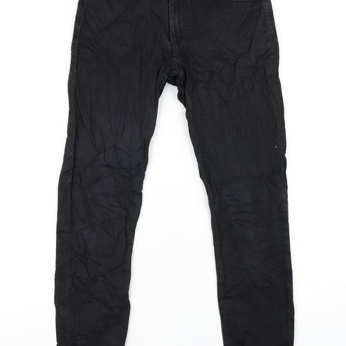 Topshop Womens Black Cotton Skinny Jeans Size 10 L32 in Regular Zip