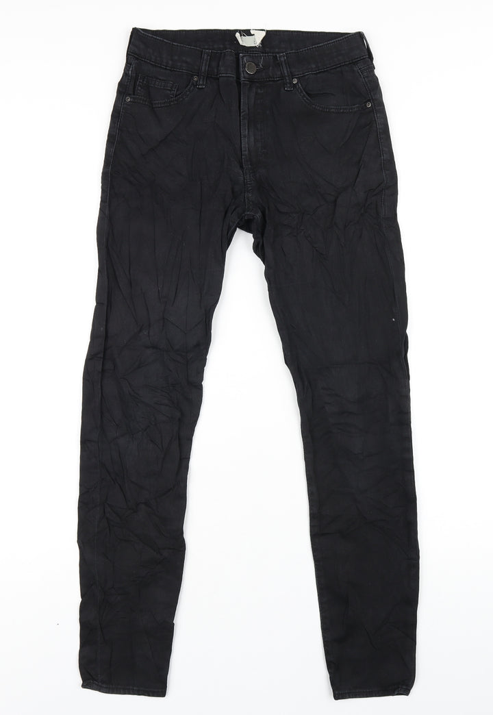 Topshop Womens Black Cotton Skinny Jeans Size 10 L32 in Regular Zip
