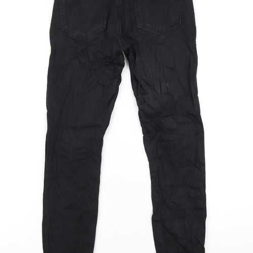 Topshop Womens Black Cotton Skinny Jeans Size 10 L32 in Regular Zip