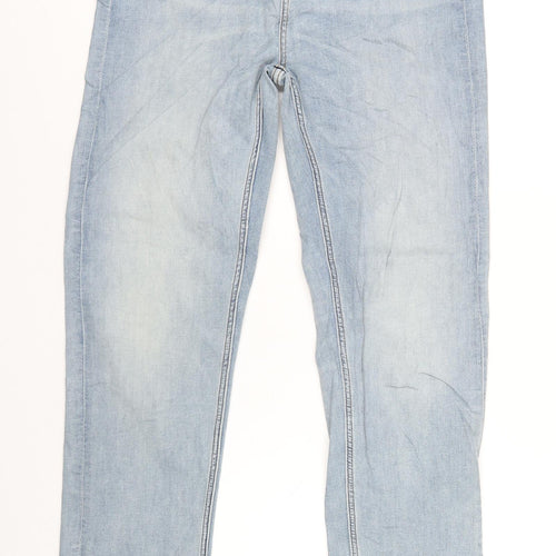 Marks and Spencer Womens Blue Cotton Straight Jeans Size 14 L31 in Regular Zip
