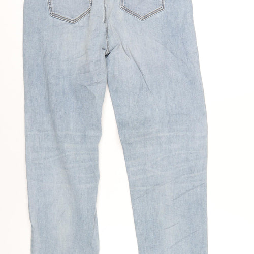 Marks and Spencer Womens Blue Cotton Straight Jeans Size 14 L31 in Regular Zip