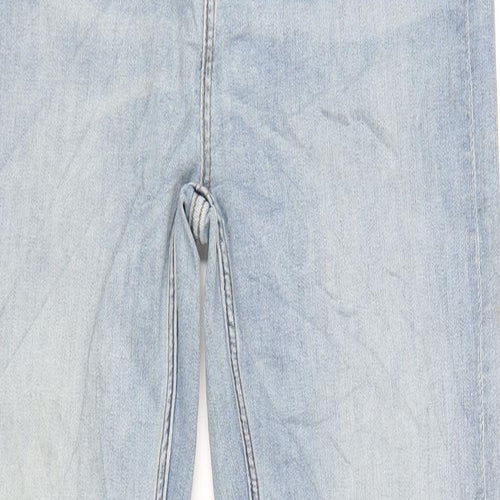 Marks and Spencer Womens Blue Cotton Straight Jeans Size 14 L31 in Regular Zip
