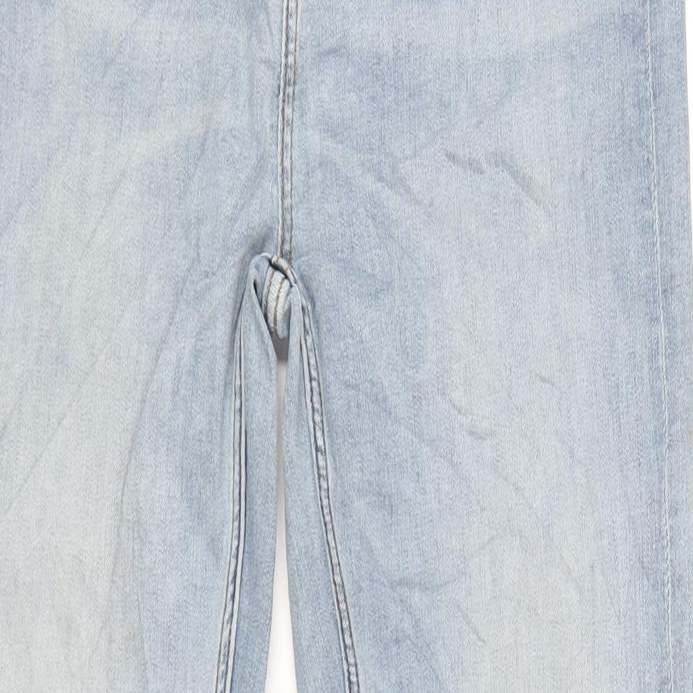 Marks and Spencer Womens Blue Cotton Straight Jeans Size 14 L31 in Regular Zip
