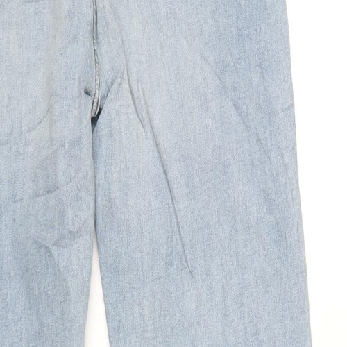 Marks and Spencer Womens Blue Cotton Straight Jeans Size 14 L31 in Regular Zip