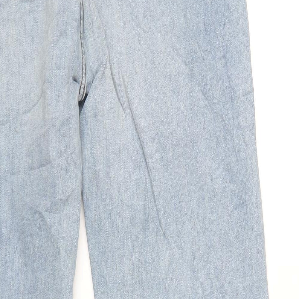 Marks and Spencer Womens Blue Cotton Straight Jeans Size 14 L31 in Regular Zip