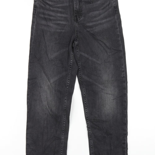 Marks and Spencer Womens Grey Cotton Straight Jeans Size 8 L28 in Regular Zip