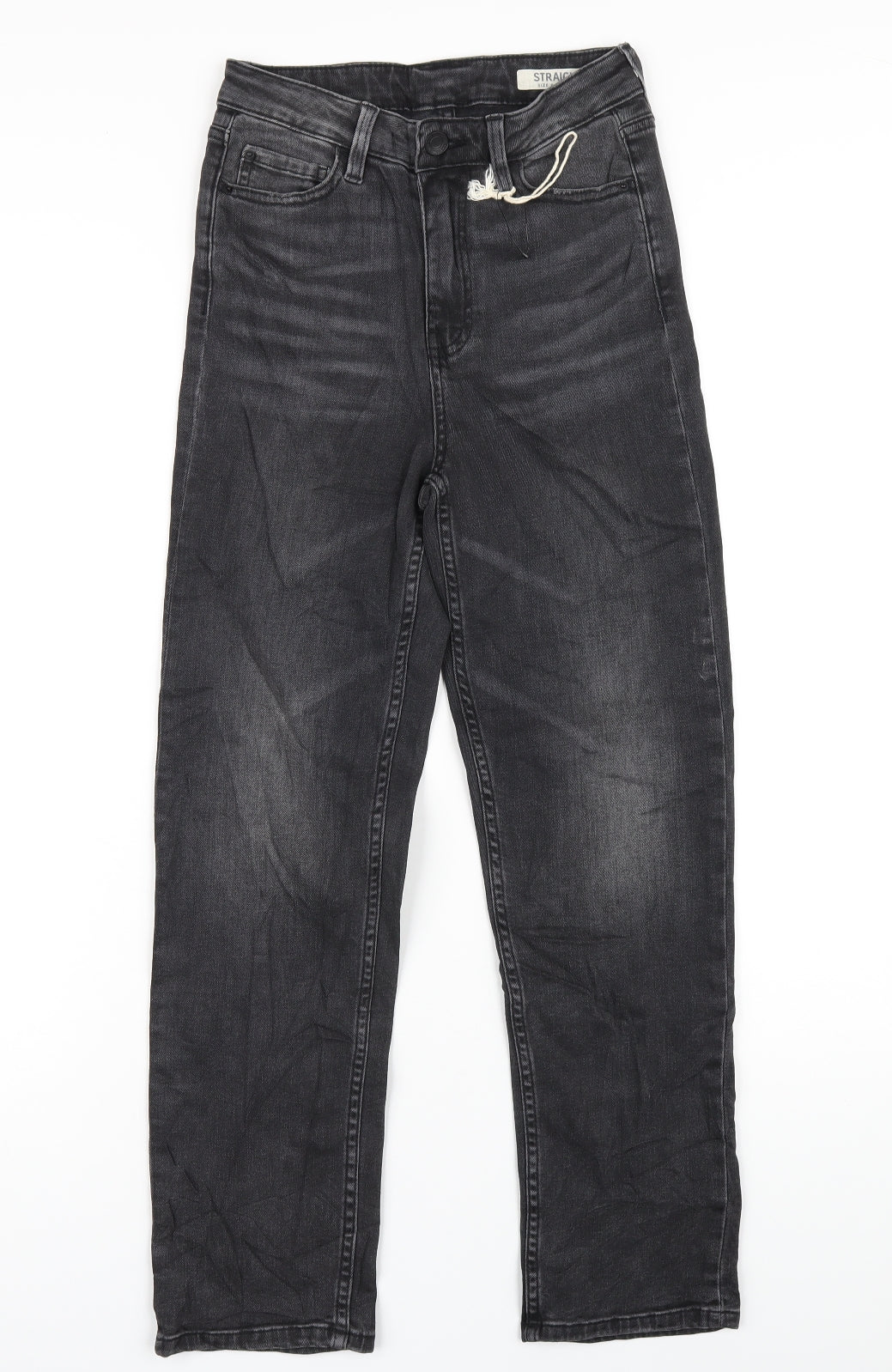 Marks and Spencer Womens Grey Cotton Straight Jeans Size 8 L28 in Regular Zip