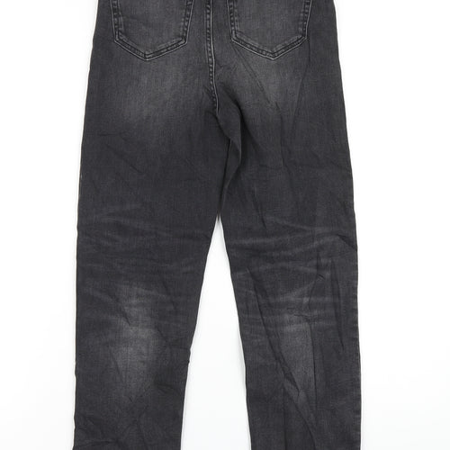 Marks and Spencer Womens Grey Cotton Straight Jeans Size 8 L28 in Regular Zip