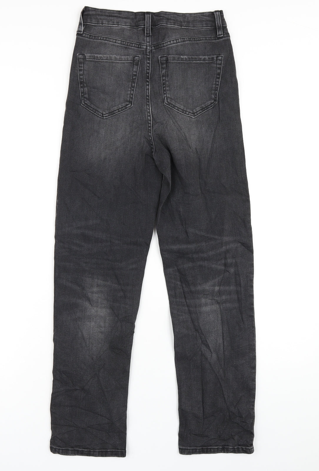 Marks and Spencer Womens Grey Cotton Straight Jeans Size 8 L28 in Regular Zip