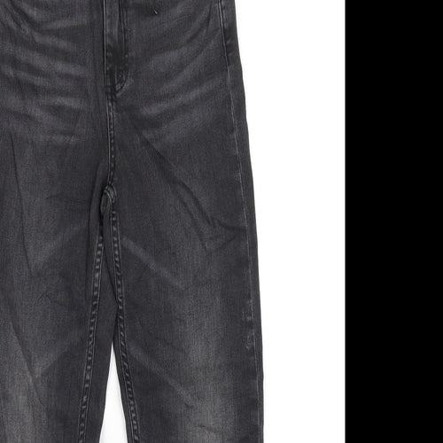 Marks and Spencer Womens Grey Cotton Straight Jeans Size 8 L28 in Regular Zip