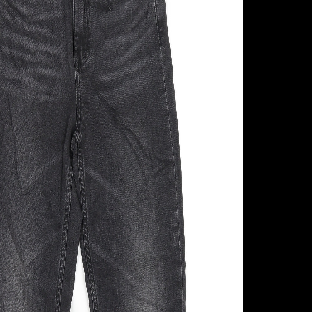Marks and Spencer Womens Grey Cotton Straight Jeans Size 8 L28 in Regular Zip