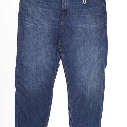 Marks and Spencer Womens Blue Cotton Straight Jeans Size 24 L30 in Regular Zip