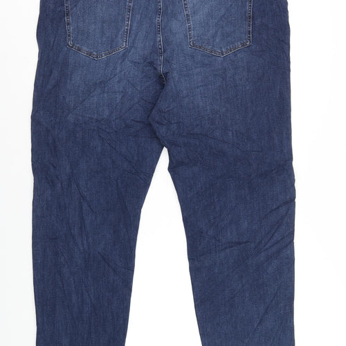 Marks and Spencer Womens Blue Cotton Straight Jeans Size 24 L30 in Regular Zip