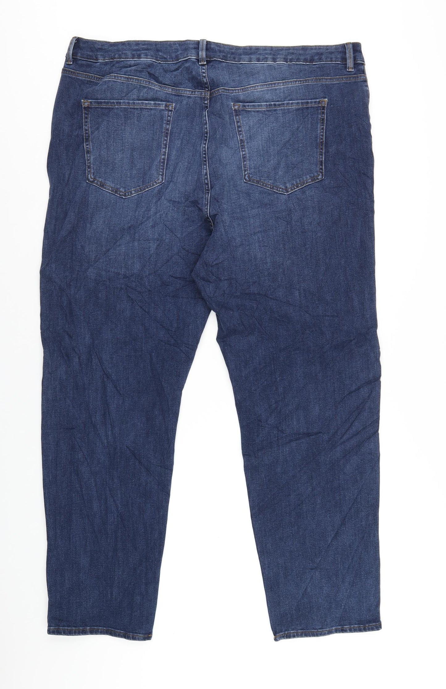 Marks and Spencer Womens Blue Cotton Straight Jeans Size 24 L30 in Regular Zip