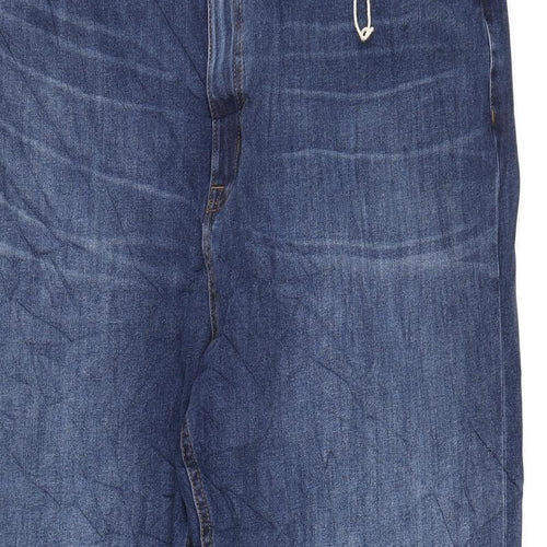 Marks and Spencer Womens Blue Cotton Straight Jeans Size 24 L30 in Regular Zip