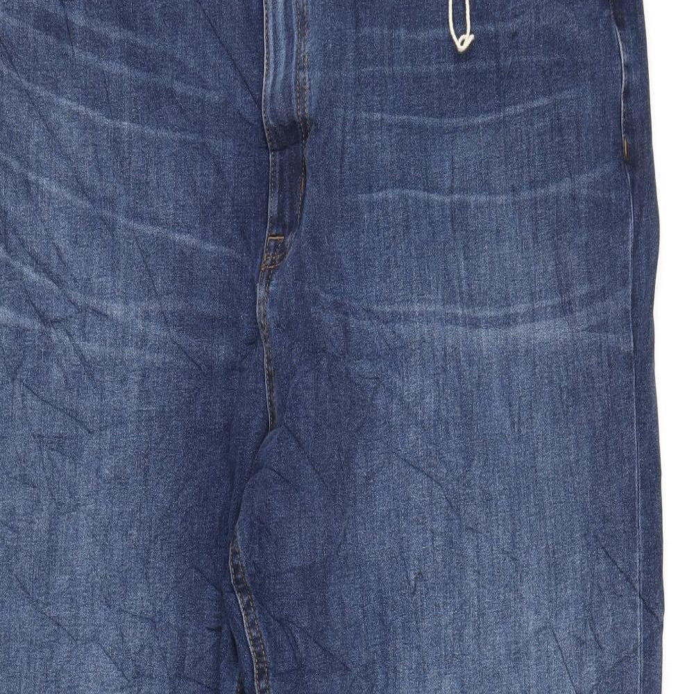 Marks and Spencer Womens Blue Cotton Straight Jeans Size 24 L30 in Regular Zip