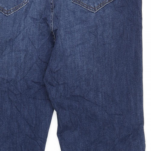 Marks and Spencer Womens Blue Cotton Straight Jeans Size 24 L30 in Regular Zip