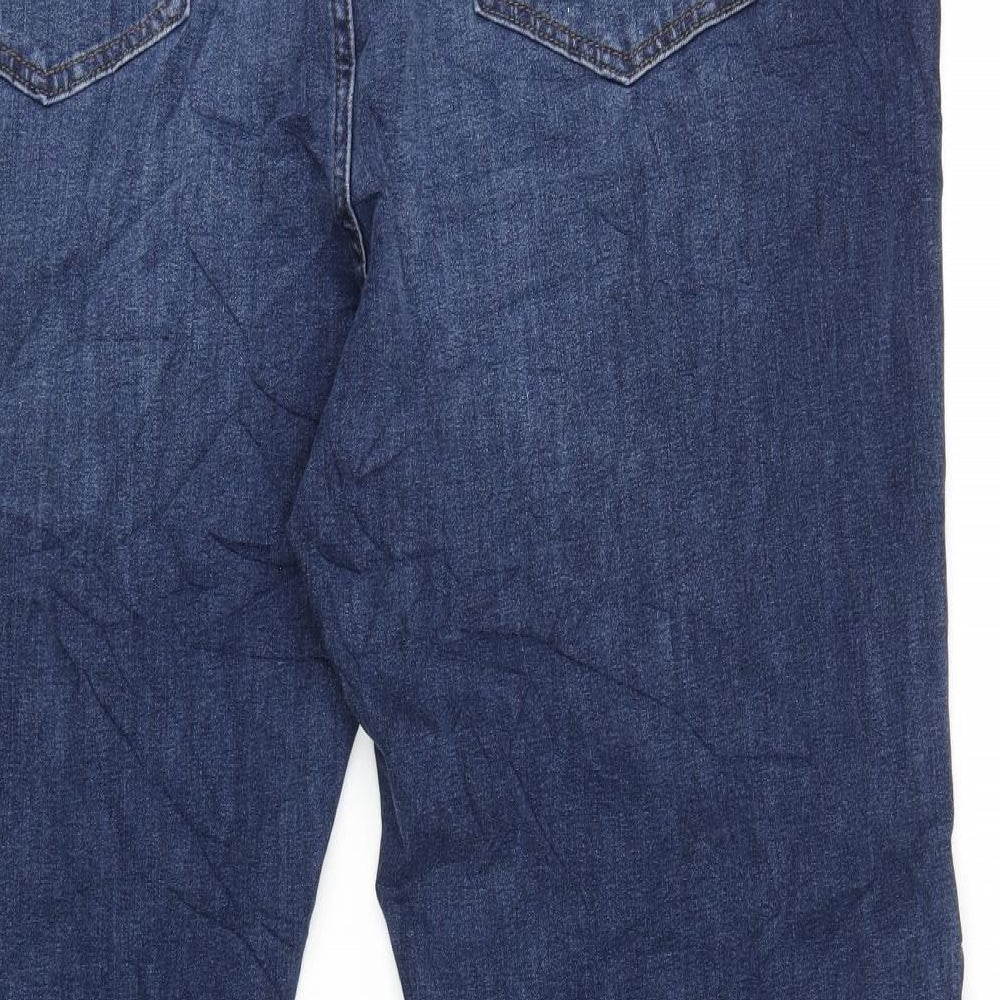 Marks and Spencer Womens Blue Cotton Straight Jeans Size 24 L30 in Regular Zip