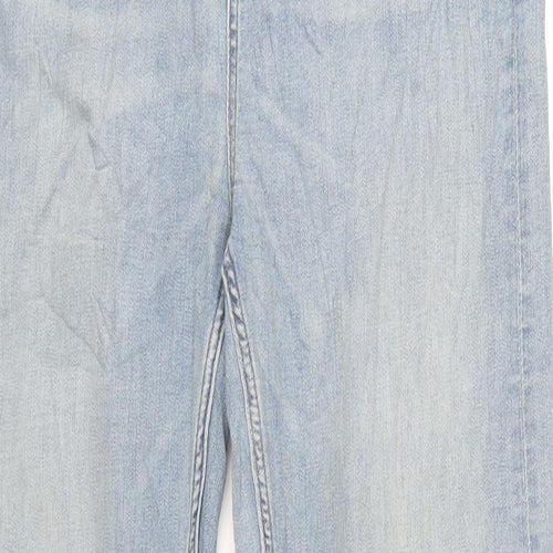 Marks and Spencer Womens Blue Cotton Straight Jeans Size 14 L31 in Regular Zip