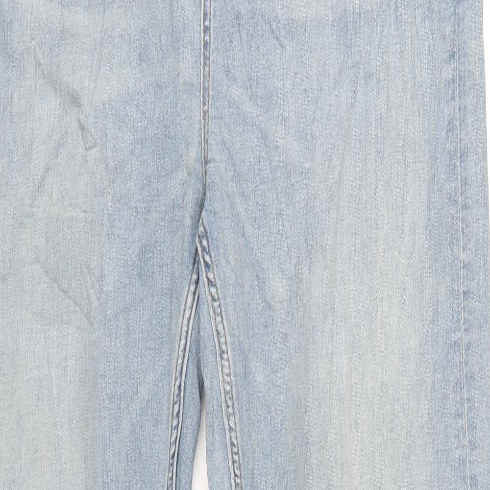 Marks and Spencer Womens Blue Cotton Straight Jeans Size 14 L31 in Regular Zip